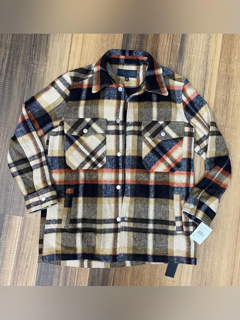 BLANKNYC Women's Lumberjack Plaid Shacket Plaid Faux Sherpa Shirt Jacket Size XS